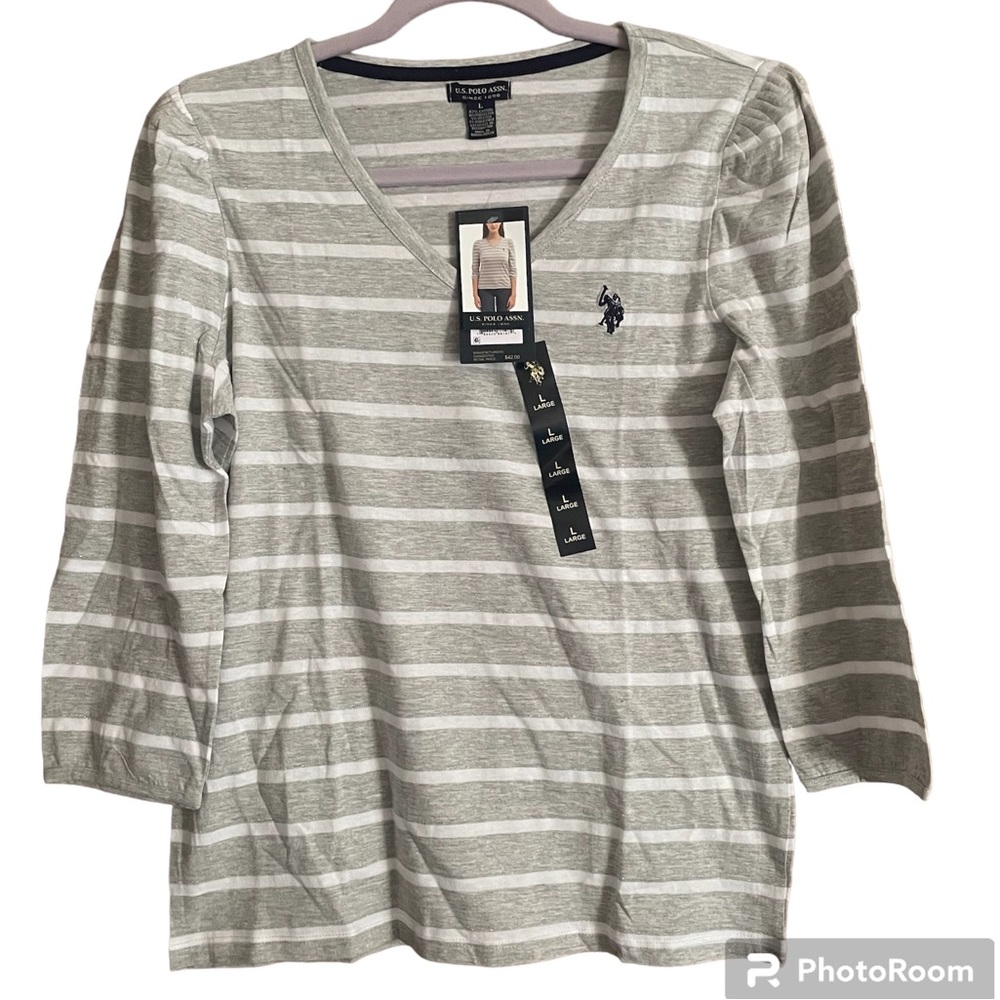US Polo Assn. v-neck cotton blend tee NWT 3/4 sleeves